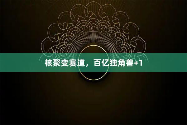核聚变赛道，百亿独角兽+1